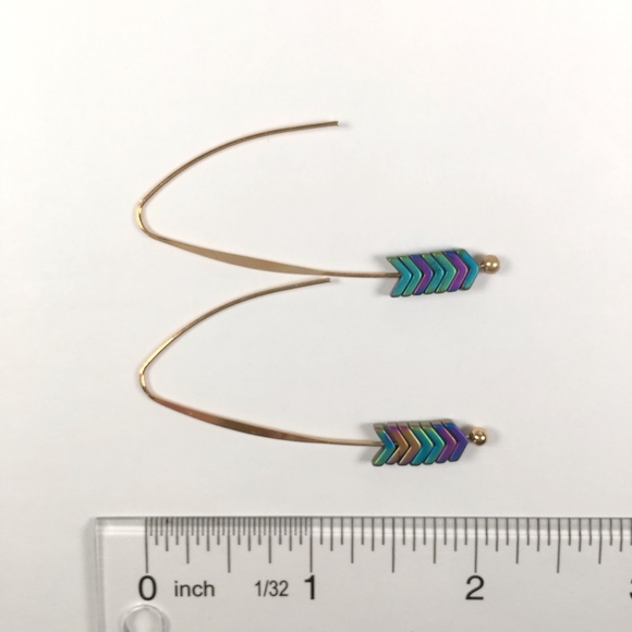 Boho Chevron Geometric Dangle Earrings - Picture 3 of 6